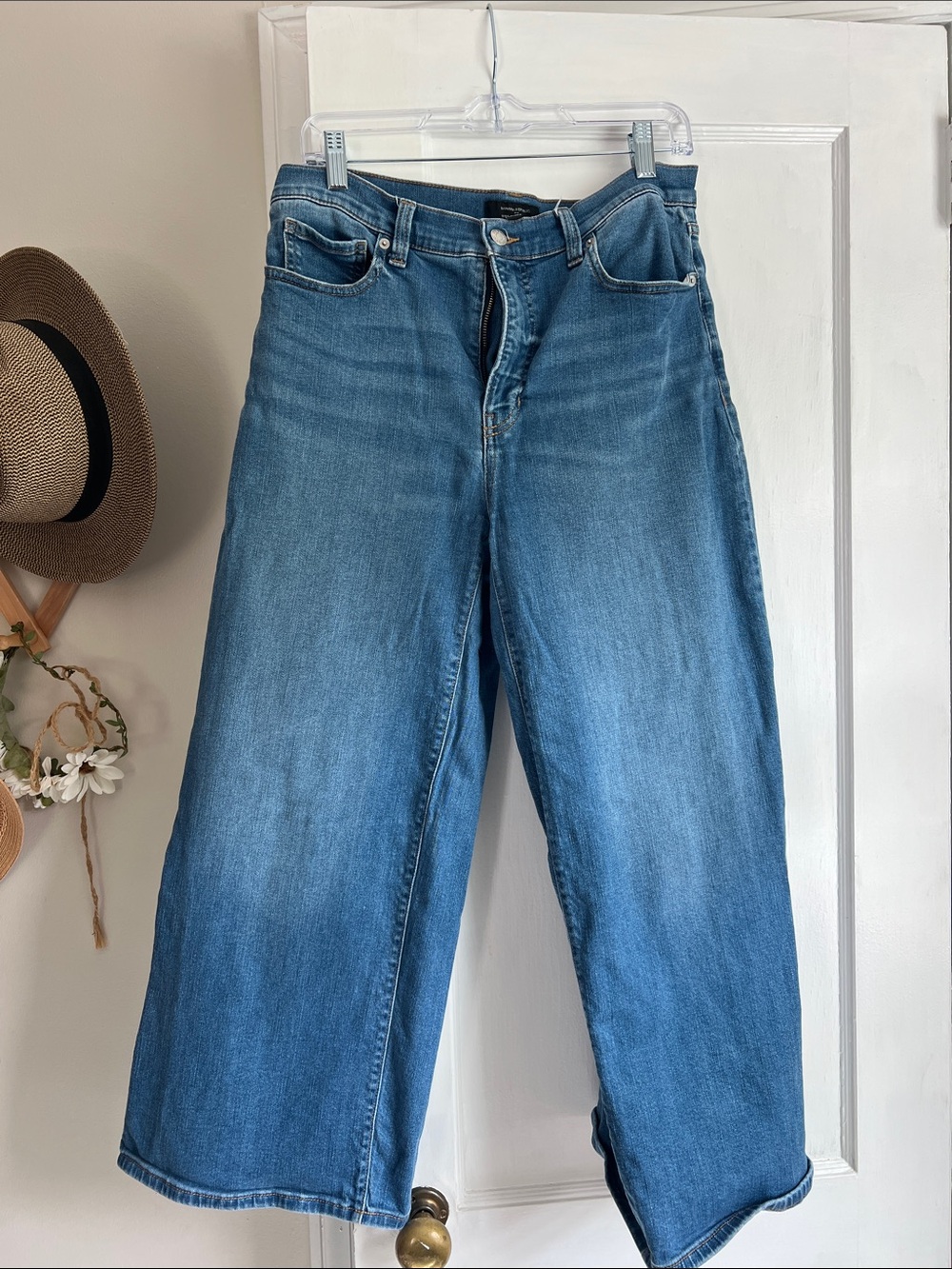 Banana Republic Blue Wide-Leg Cropped Jeans